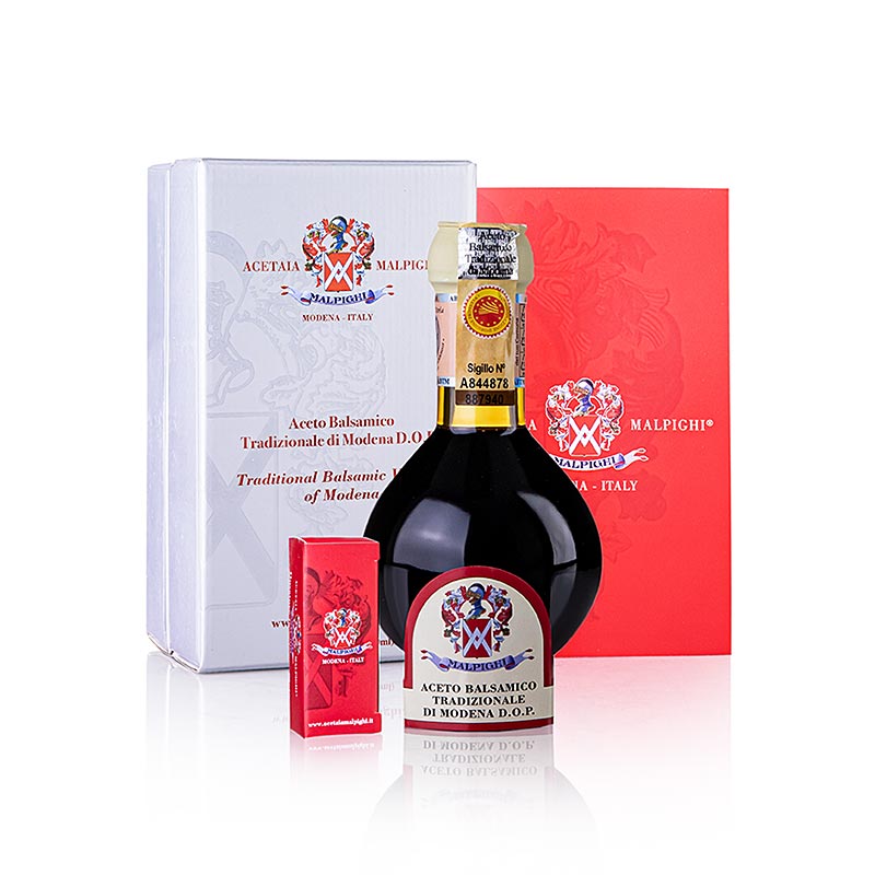 Vinaigre balsamique de Modène AOP, vieilli 12 ans, coffret cadeau, Malpighi, 100 ml