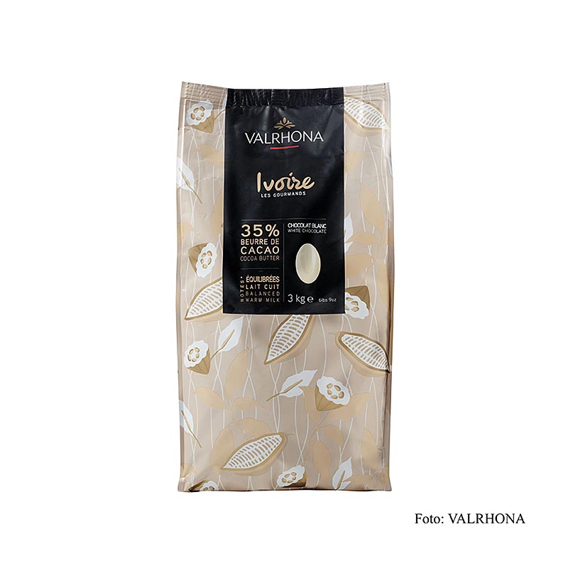 Valrhona Ivoire, copertura bianca, callets, 35% di burro di cacao, 3 kg
