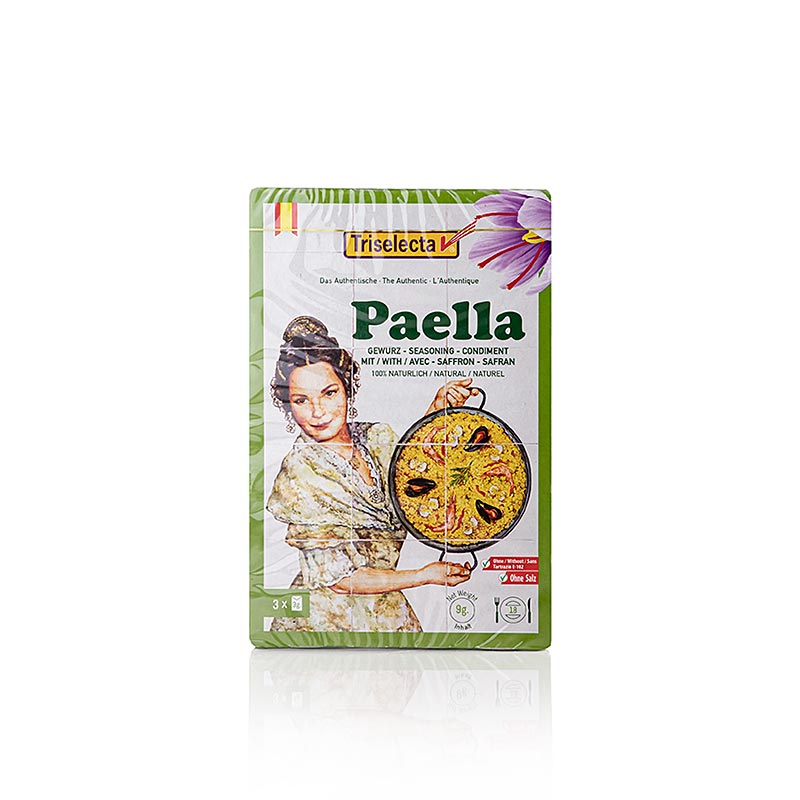 Triselecta - Mélange d'épices pour paella, au safran véritable, 3 x 3 g, 9 g