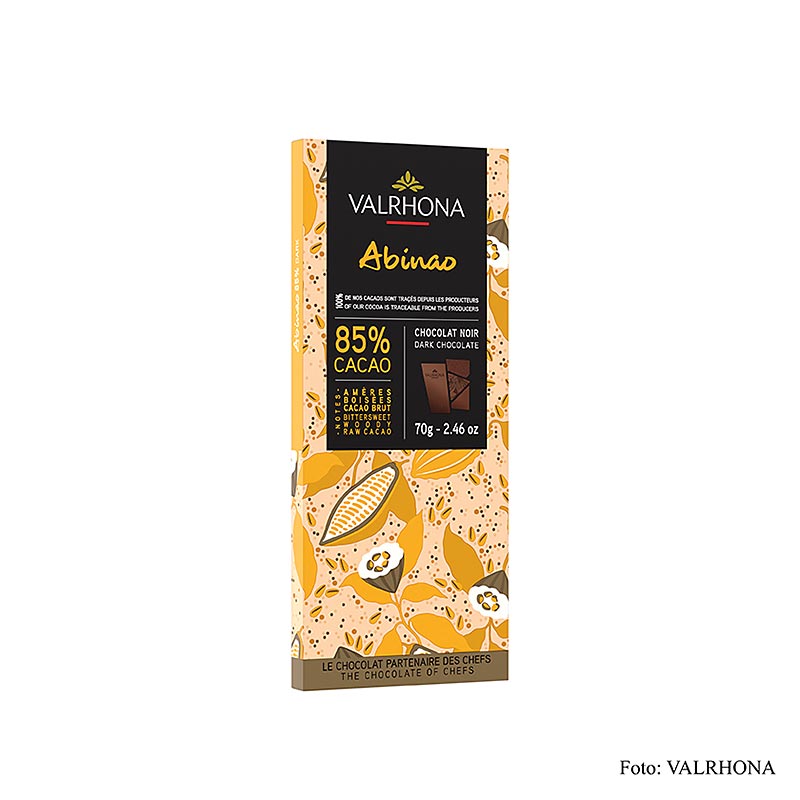 Valrhona Abinao - Chocolat noir, 85 % Cacao, Afrique, 70 g