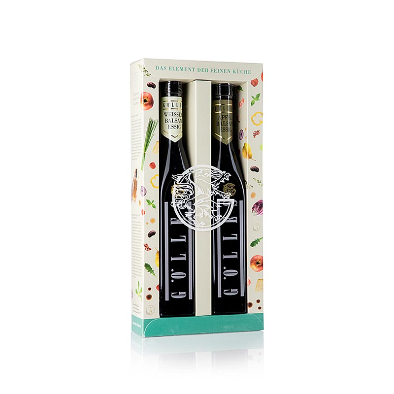 Gölles Set de vinaigre Duo avec vinaigre balsamique de pomme et vinaigre balsamique blanc, 500 ml, 2 x 250ml