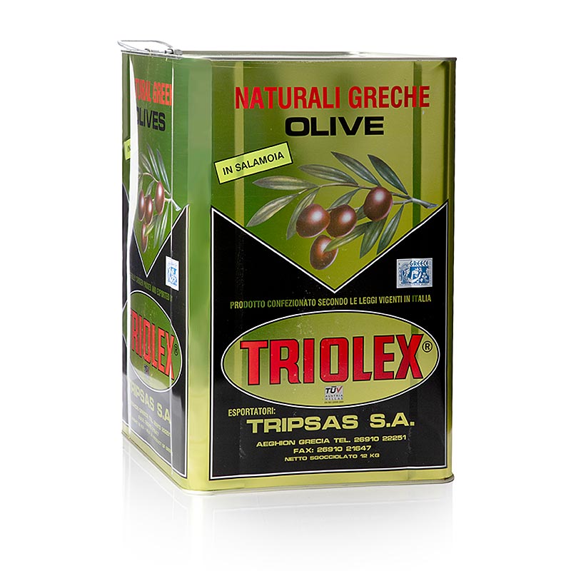 Olives noires dénoyautées, olives Kalamata, en saumure, 18,5 kg