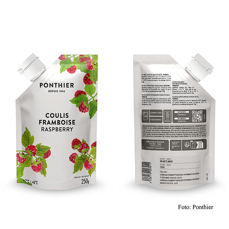 Ponthier - Coulis / Sauce - Framboise, avec du sucre, 250 g
