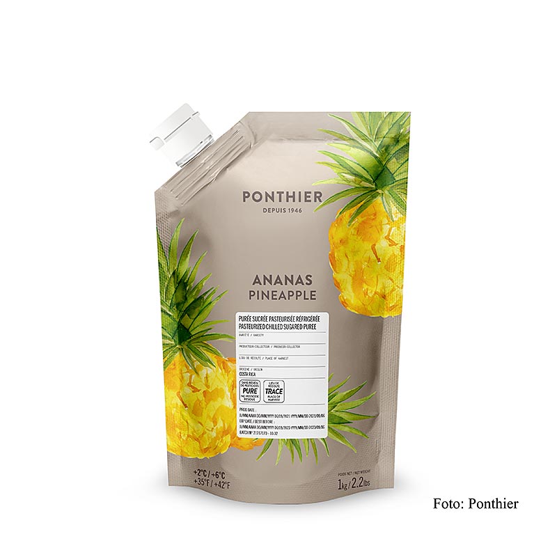 Ponthier - Purea - Ananas, con zucchero, 1 kg