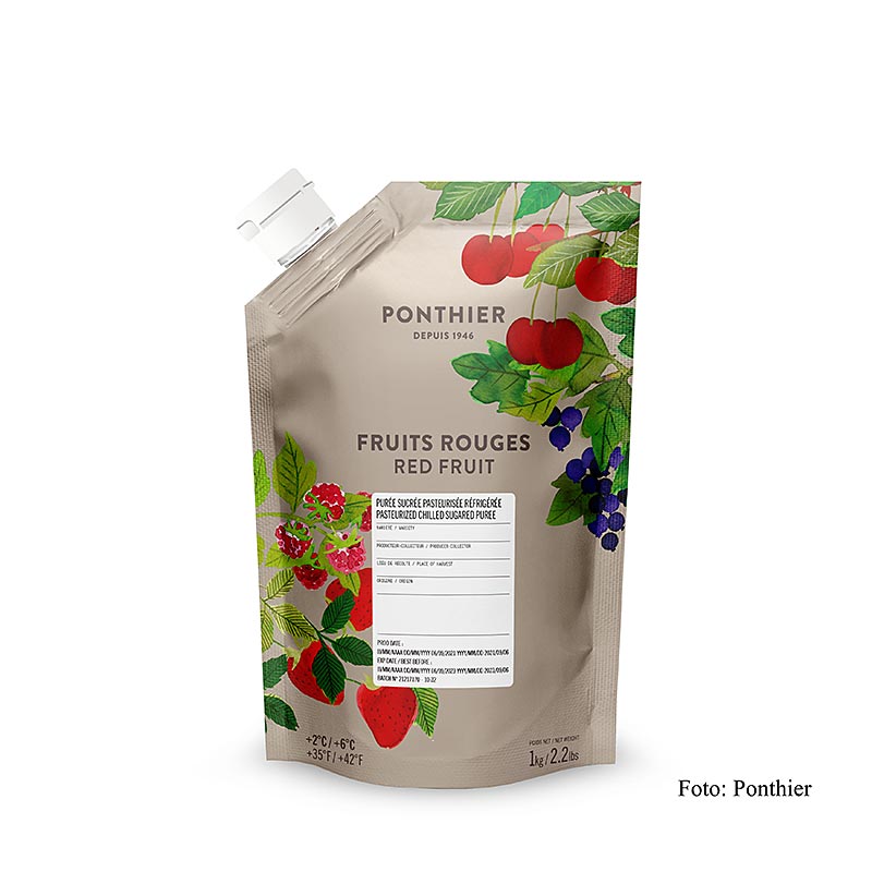 Ponthier Purea di frutti rossi, con zucchero, 1 kg