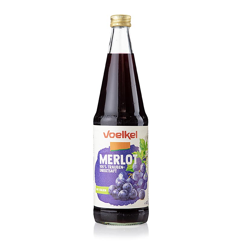 Voelkel - Succo d'uva Merlot, scuro, 100% succo diretto, BIO, 700 ml