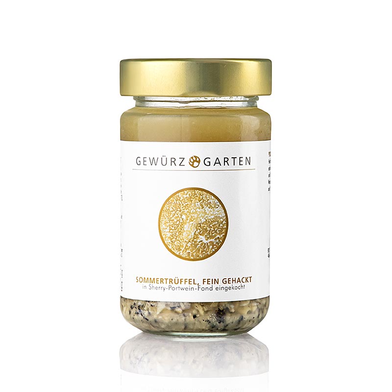 Gewürzgarten Sommertrüffel Brisures, fein gehackt in Portwein-Fond eingekocht, 225 g