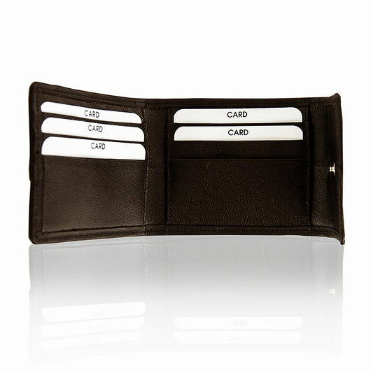 Porte-cartes de crédit pour 6 cartes, avec bouton-pression, cuir d'esturgeon/de vache, marron, 11 x 9 x 2 cm, 1 pièce