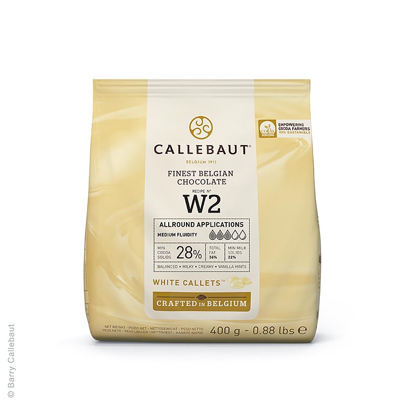 Callebaut - Cioccolato bianco, Callets, 28% di burro di cacao, 23% di latte, 400 g