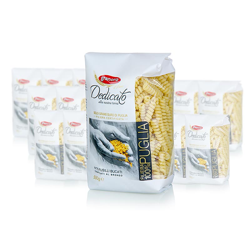 Granoro Dedicato - Fusilli bucati, pasta a spirale, n. 75, 10 kg, 20 x 500 g