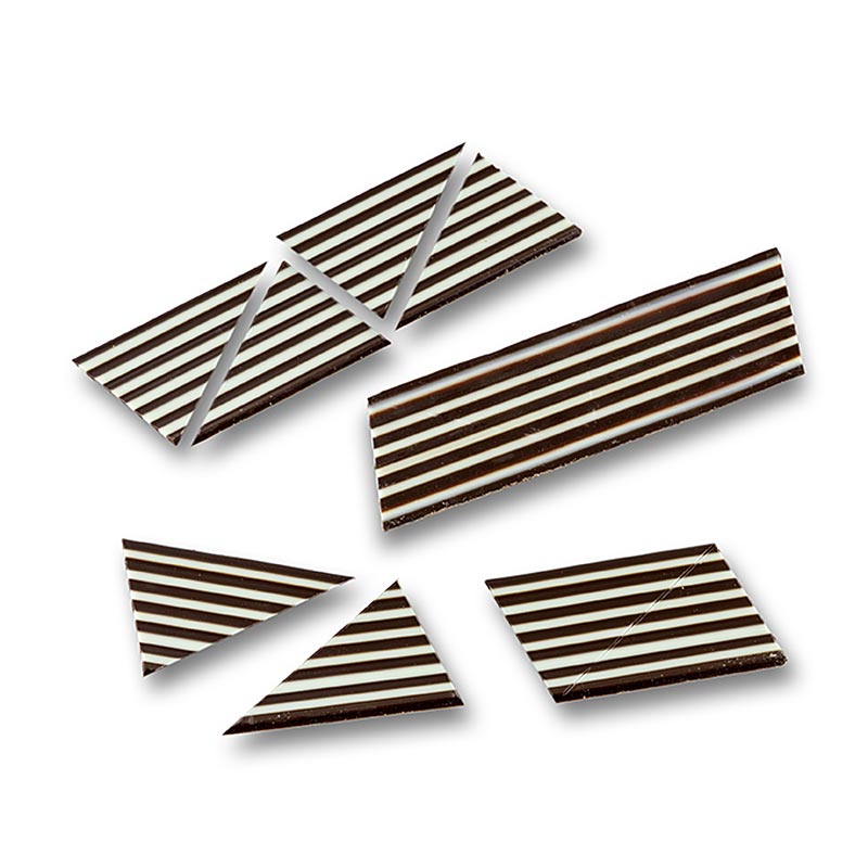 Topper decorativo "Triangolo Domino" a strisce di cioccolato bianco/scuro, 585 g, 314 pezzi.