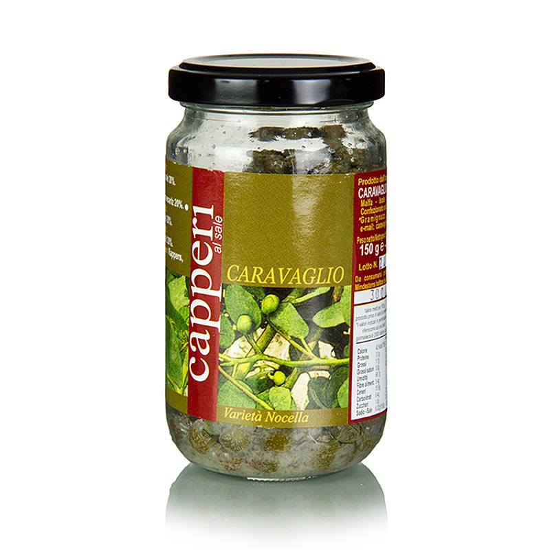 Câpres, petites, ø 7-8 mm, au sel marin, Caravaglio, 150 g