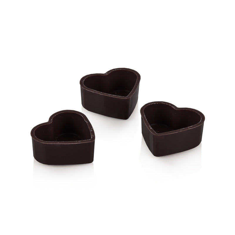 Pralinen-Schalen Herz, dunkel, 29x33x13mm, Läderach (1000 0296), 2,352 kg, 784 St