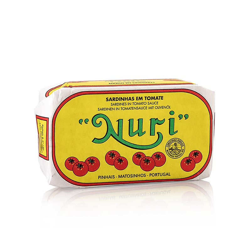 Sardines entières à Huile d'olive à la sauce tomate, 3 à 5 Pièces, Nuri (Portugal), 125 g