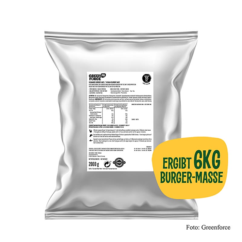 Mélange prêt à l'emploi Greenforce pour galettes de burger végétaliennes, à base de protéines de pois, 2 kg