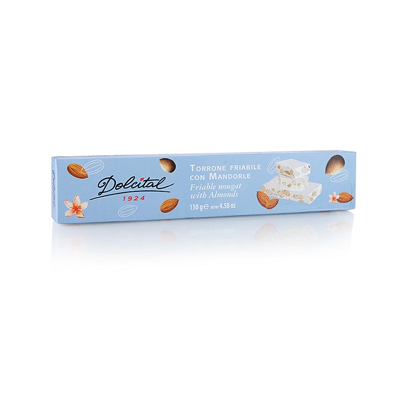 Torrone italiano - pezzi di mandorle, barretta salda, 130 g