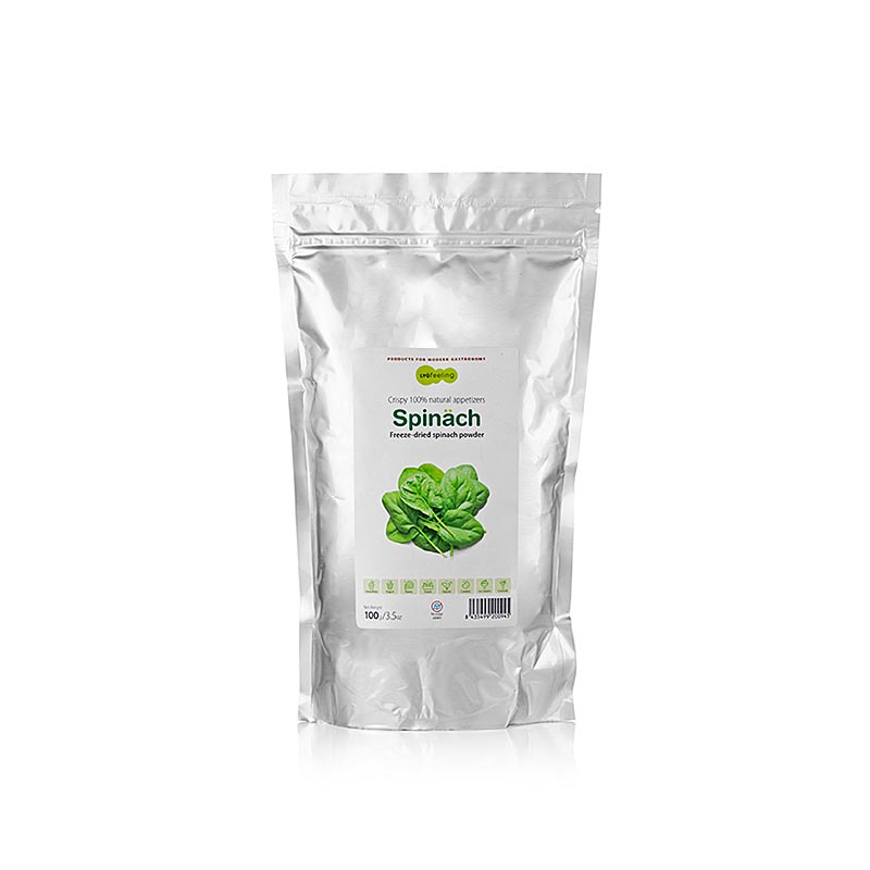 TÖUFOOD LYOFËELING SPINÄCH, gefriergetrockneter Spinat, Pulver, 100 g | Molekulares Kochen | thungourmet