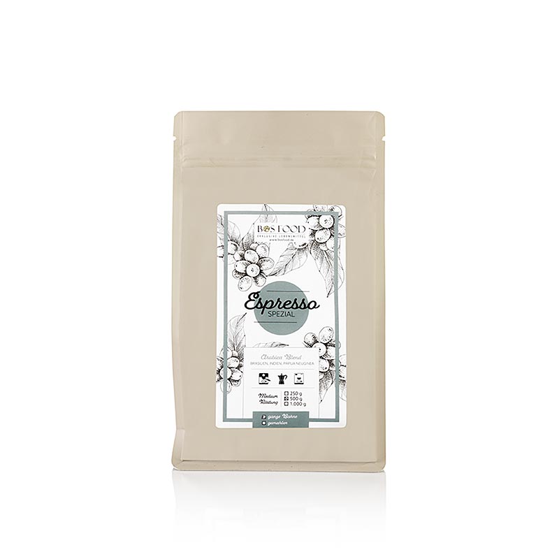 BOS FOOD - Espresso Spécial, Café Arabica, grains entiers, 500 g