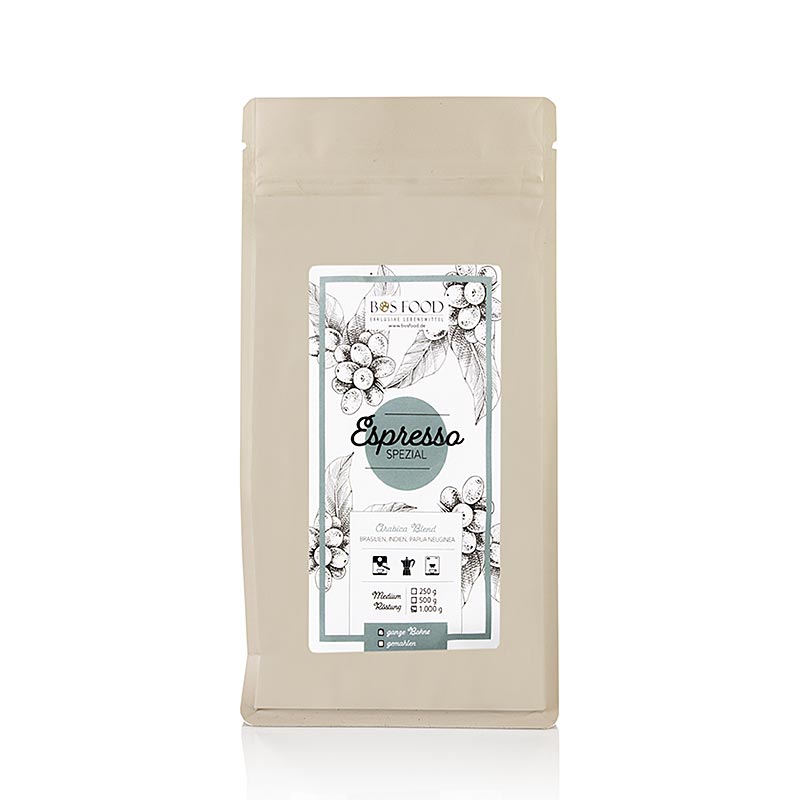 BOS FOOD - Espresso Spécial, Café Arabica, grains entiers, 1 kg