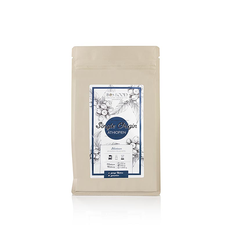 BOS FOOD - Caffè monorigine Caffè Etiopia Yirgacheffe, chicchi interi, 500 g