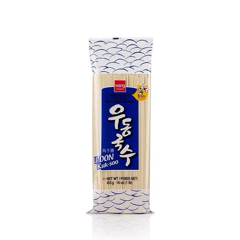Udon - nouilles de blé, claires, plates, 2mm, 21cm de long, Wang, Corée, 453 g