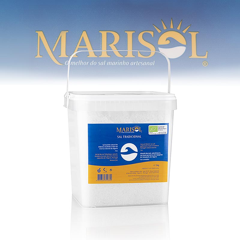 Marisol® Sal Tradicional Sel de mer, fin, blanc, humide, CERTIPLANET, BIO, 5 kg