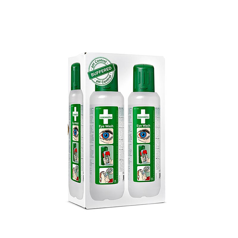 Cederroth - Eye Wash, Augendusche, mit Wandhalter, 2 x 500ml (725200), 1 l, 2 x 500ml