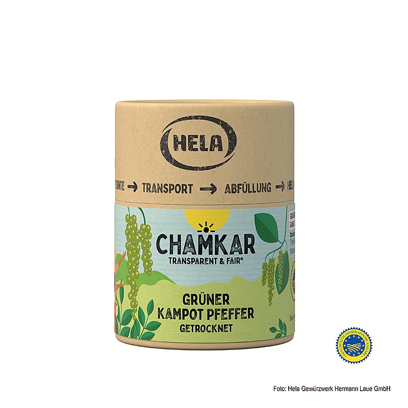 HELA Chamkar - Pepe verde di Kampot, essiccato, in grani, IGP, 25 g