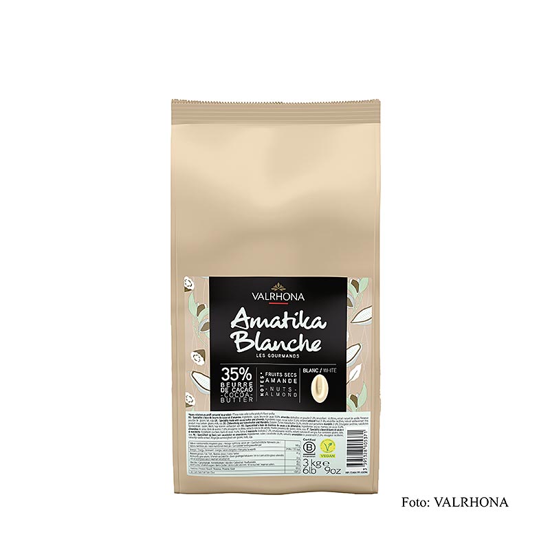 Valrhona AMATIKA, copertura bianca vegana, 35% Cacao, callets (43096), 3 kg