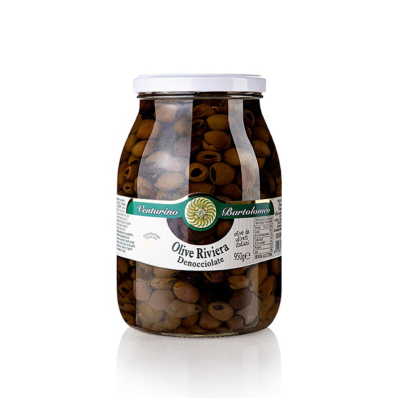 Olives dénoyautées Venturino Riviera à Huile d'olive, 950 g