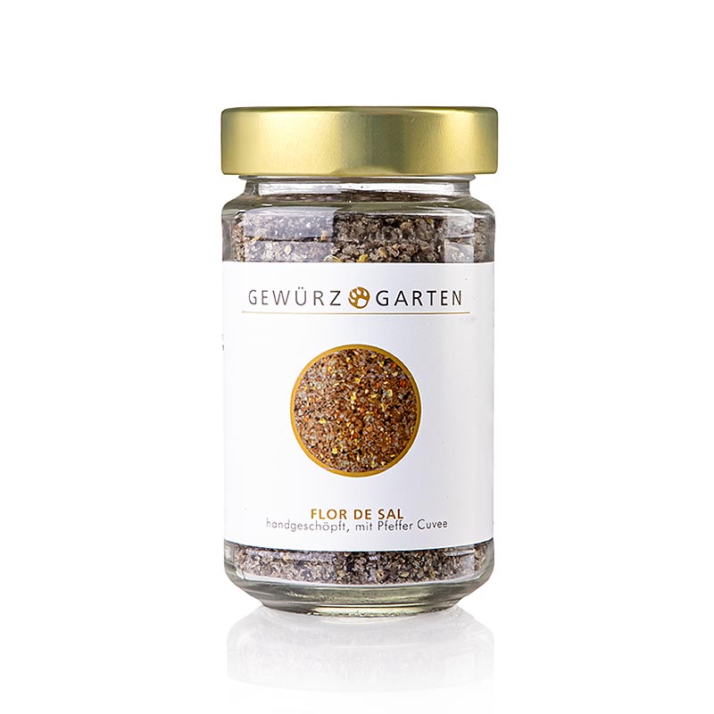 Jardin d'épices - Flor de Sal, récoltée à la main, au Poivre , 170 g