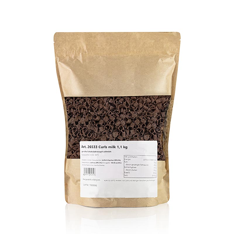 Scaglie di cioccolato per guarnizione Latte intero Blossom (latte Curls), 11 kg