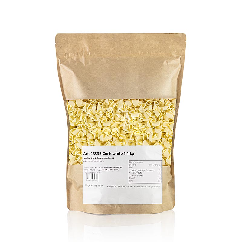 Scaglie di cioccolato per guarnire Blossom white (Riccioli bianchi), 11 kg
