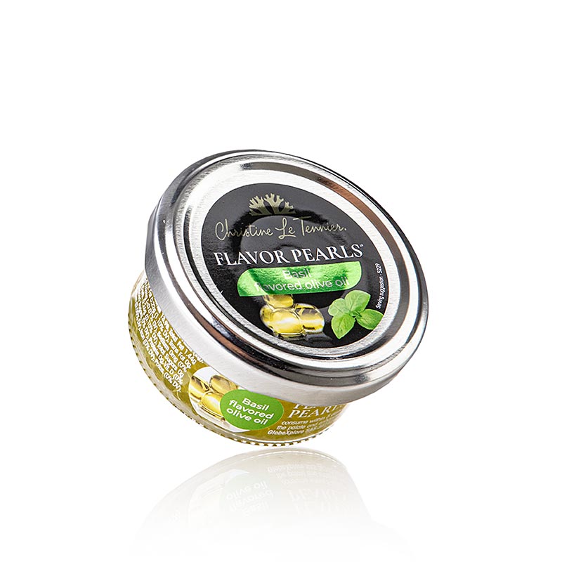 GlobeXplore - Perles D'Huile - Caviale di olio d'oliva al basilico, perle di Olio d'oliva (sferiche), 45 g