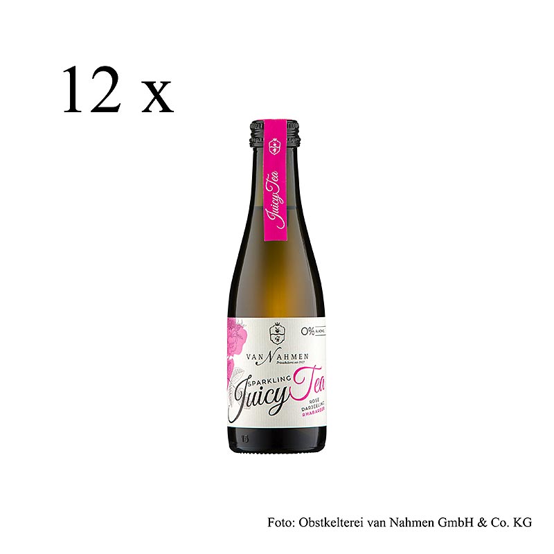 van Nahmen - Sparkling Juicy Tea - Rosa - Tè Darjeeling Tè Rabarbaro, BIO, 2,4 l, 12 x 200 ml