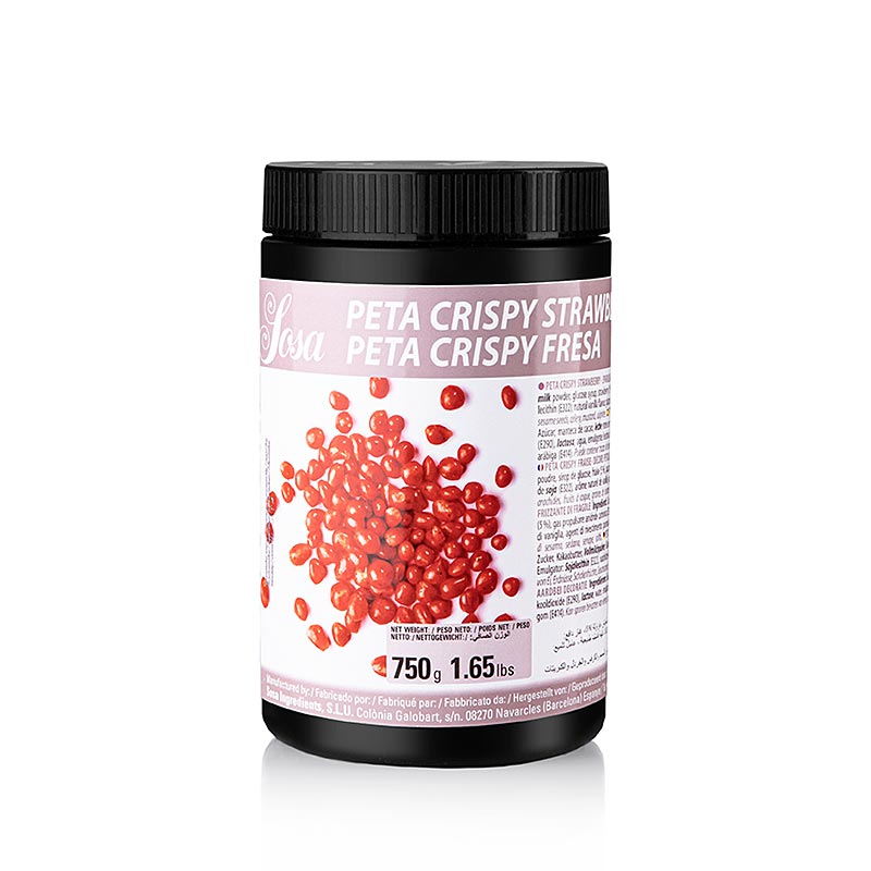 Sosa - Peta Crispy, Erdbeer Wet Proof, Kakaobutter ummantelt (Knall Brause), 750 g