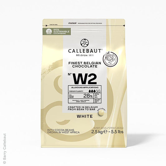 Callebaut - Chocolat blanc, callets, 28 % de beurre de cacao, 22 % de lait, 2,5 kg