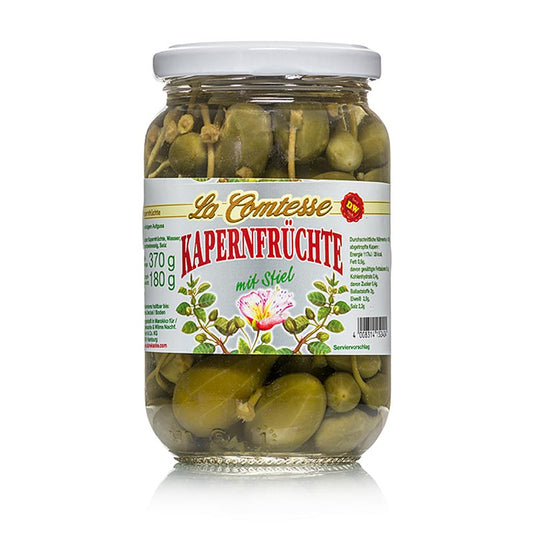 Câpres, gros, avec pédoncule, 18mm, La Comtesse, 370 g