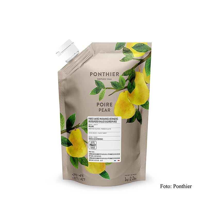 Ponthier - Purea - Pera, con zucchero, 1 kg