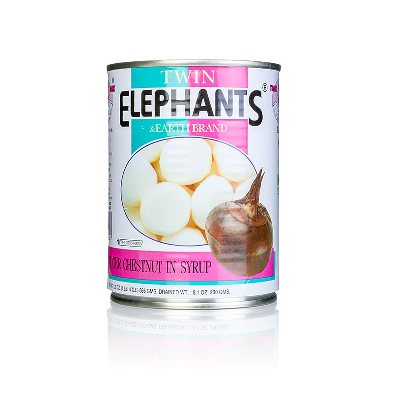 Châtaignes d'eau, pelées, au sirop, 565 g