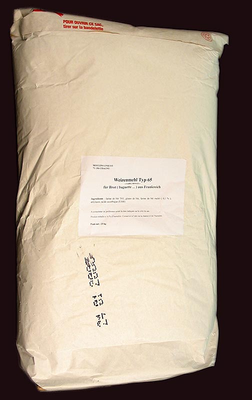 Farina tipo 65, farina di frumento, per pane, banette, Francia, 25 kg