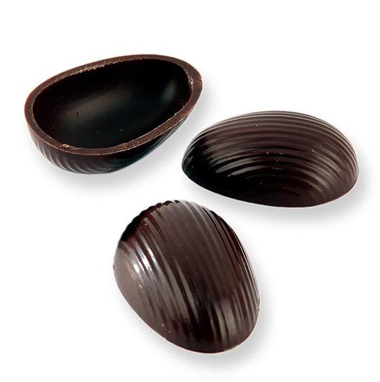 Metà guscio per uova di cioccolato, fondente, grandi, 44x29 mm, Läderach (Pasqua), 462 pezzi