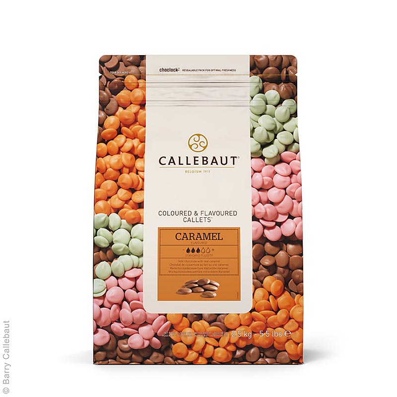 Callebaut - Aromatisierte Dekormasse - Caramel, Callets, 2,5 kg