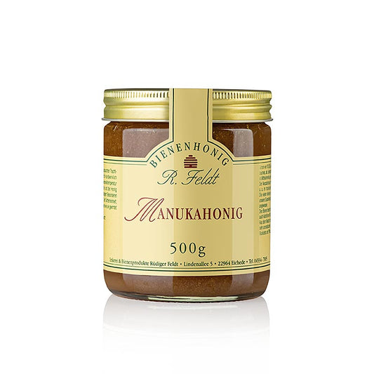 Apiculture Feldt -Miel, foncé, liquide, au goût herbacé et intense, 500 g
