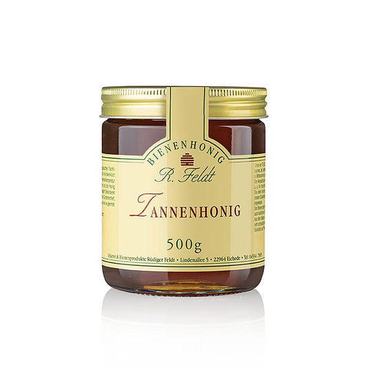 Apiculture Feldt -Miel, foncé, liquide, au goût malté et épicé, 500 g