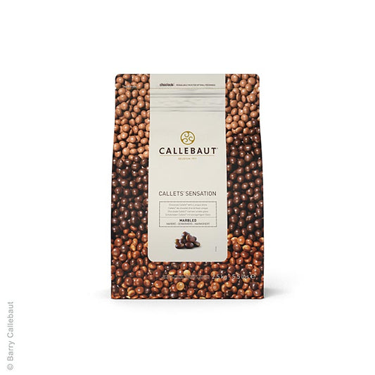 Callets Sensation Marbled, perle di cioccolato marmorizzate, 38,9% Cacao, 2,5 kg
