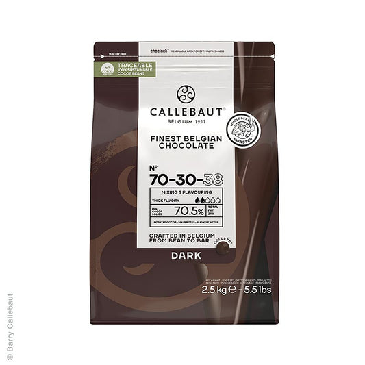 Callebaut - Chocolat noir, 70/30, Callets, 70 % Cacao, 2,5 kg