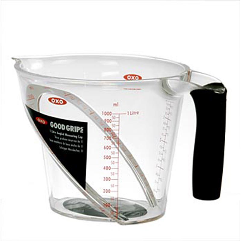 OXO - Caraffa di misurazione per 1 litro, leggibile anche ad angolo/da sopra, 1 pz.