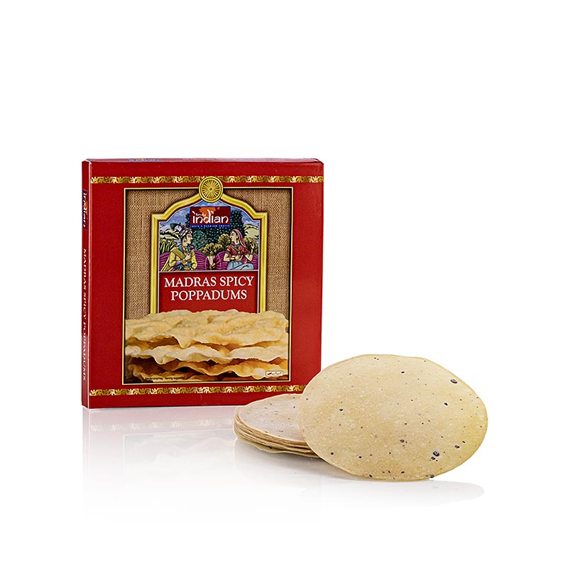 Pappadums au Poivre noir, Poivre 12-13 cm, 112 g, 12 pièces