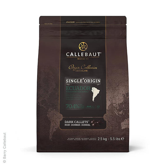 Callebaut - Origine Équateur, couverture noire, Callets, 70,4 % Cacao, 2,5 kg